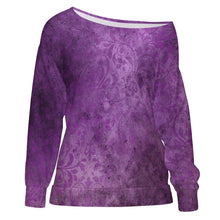 Load image into Gallery viewer, Purple Off Shoulder Sweatshirt Hatless hoodie