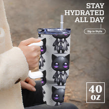 Load image into Gallery viewer, Gothic Cat 40oz Tumbler with White Handle