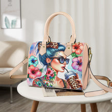 Load image into Gallery viewer, Blue Hair Boston Leather Handbag-Khaki Handle (Model 1746)