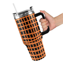 Load image into Gallery viewer, Orange and Black 40oz Tumbler with Black Handle