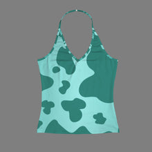 Load image into Gallery viewer, Turquoise Moo Women's V-Neck Halter Top (Model T83)