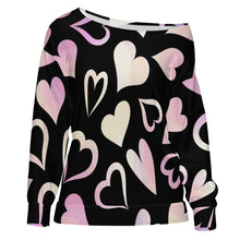 Load image into Gallery viewer, Hearts Off Shoulder Sweatshirt Hatless hoodie