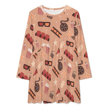 Load image into Gallery viewer, Cinema Long Sleeve Patchwork T-shirt Dress Dress