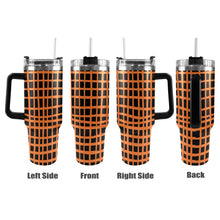 Load image into Gallery viewer, Orange and Black 40oz Tumbler with Black Handle