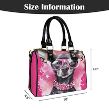 Load image into Gallery viewer, Pink Glam Dog Boston Handbag-Black Handle (Model 1746)