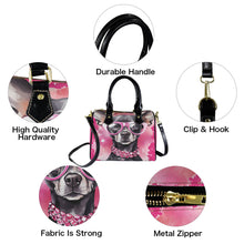 Load image into Gallery viewer, Pink Glam Dog Boston Handbag-Black Handle (Model 1746)
