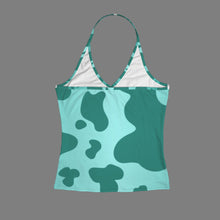 Load image into Gallery viewer, Turquoise Moo Women's V-Neck Halter Top (Model T83)