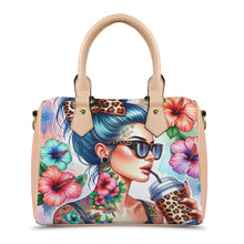 Load image into Gallery viewer, Blue Hair Boston Leather Handbag-Khaki Handle (Model 1746)