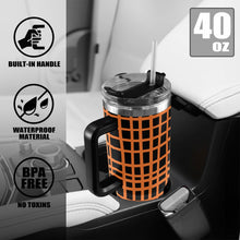 Load image into Gallery viewer, Orange and Black 40oz Tumbler with Black Handle