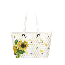 Load image into Gallery viewer, Sunflower Bee Leather Tote Bag/Large (Model 1651)