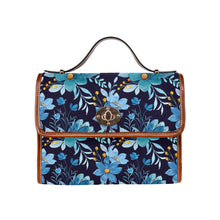Load image into Gallery viewer, Blue Floral Waterproof Canvas Bag-Brown (All Over Print) (Model 1641)