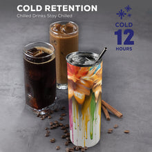 Load image into Gallery viewer, Dripping Flowers 20oz Tall Skinny Tumbler with Lid and Straw