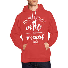 Load image into Gallery viewer, the best things in life are rescued All Over Print Hoodie for unisex (USA Size) (Model H13)