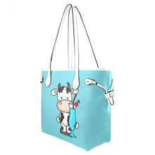 Load image into Gallery viewer, Moozer Blue Clover Canvas Tote Bag (Model 1661)
