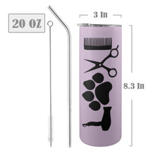 Load image into Gallery viewer, Dog groomer love 20oz Tall Skinny Tumbler with Lid and Straw
