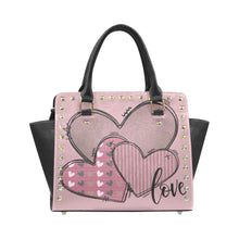Load image into Gallery viewer, LOVEPurpHeart Rivet Shoulder Handbag (Model 1645)