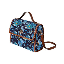 Load image into Gallery viewer, Blue Floral Waterproof Canvas Bag-Brown (All Over Print) (Model 1641)