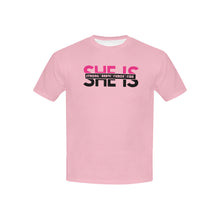 Load image into Gallery viewer, She is ( Kids ) Kids' Mesh Cloth T-Shirt with Solid Color Neck (Model T40)