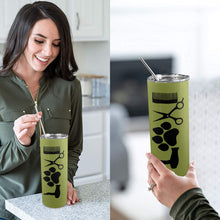 Load image into Gallery viewer, Dog groomer love 20oz Tall Skinny Tumbler with Lid and Straw