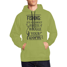 Load image into Gallery viewer, fishing its all about how you wiggle your worm All Over Print Hoodie for unisex (USA Size) (Model H13)