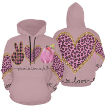 Load image into Gallery viewer, Peace Love Fall All Over Print Hoodie for Unisex Size (USA Size) (Model H13)