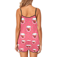 Load image into Gallery viewer, Makeup Women's Spaghetti Strap Short Pajama Set