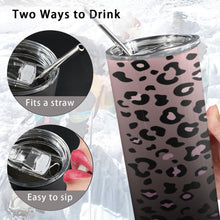 Load image into Gallery viewer, Purple  Black Animal 20oz Tall Skinny Tumbler with Lid and Straw