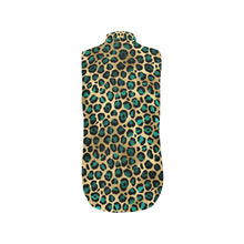 Load image into Gallery viewer, Teal and gold leopard Women's Bow Tie V-Neck Sleeveless Shirt (Model T69)