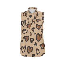 Load image into Gallery viewer, ValentineLeopard Women's Bow Tie V-Neck Sleeveless Shirt (Model T69)