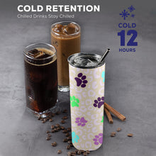 Load image into Gallery viewer, Paw Print 20oz Tall Skinny Tumbler with Lid and Straw