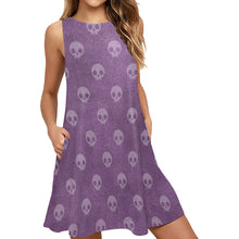 Load image into Gallery viewer, Skullz Sleeveless A-Line Pocket Dress (Model D57)