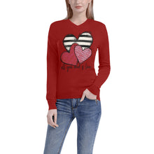 Load image into Gallery viewer, AllYouNeedIsLoveHearts Women's All Over Print V-Neck Sweater (Model H48)
