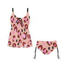 Load image into Gallery viewer, Pink Leopard Chest Drawstring Swim Dress (Model S30)