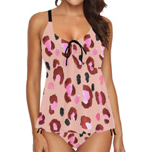 Load image into Gallery viewer, Pink Leopard Chest Drawstring Swim Dress (Model S30)