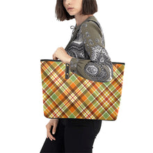 Load image into Gallery viewer, Autumn Plaids Chic Leather Tote Bag (Model 1709)