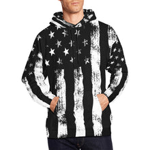 Load image into Gallery viewer, American Flag Distressed All Over Print Hoodie for Unisex  (USA Size) (Model H13)