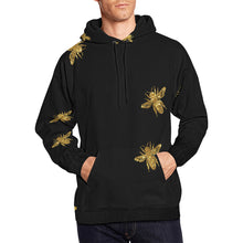 Load image into Gallery viewer, Gold Bees All Over Print Hoodie for Unisex (USA Size) (Model H13)