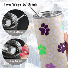 Load image into Gallery viewer, Paw Print 20oz Tall Skinny Tumbler with Lid and Straw
