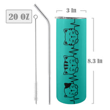 Load image into Gallery viewer, Cat heartbeat 20oz Tall Skinny Tumbler with Lid and Straw