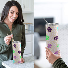 Load image into Gallery viewer, Paw Print 20oz Tall Skinny Tumbler with Lid and Straw