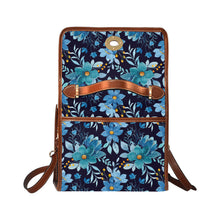 Load image into Gallery viewer, Blue Floral Waterproof Canvas Bag-Brown (All Over Print) (Model 1641)