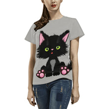 Load image into Gallery viewer, Cat All Over Print T-Shirt for Women (USA Size) (Model T40)