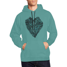 Load image into Gallery viewer, Black and Teal - Jaguar - Heart All Over Print Hoodie for Unisex (USA Size) (Model H13)