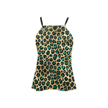 Load image into Gallery viewer, Teal and Gold leopard Loose Fit Halter Neck Top (Model T68)