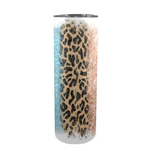 Load image into Gallery viewer, Rose gold teal 20oz Tall Skinny Tumbler with Lid and Straw