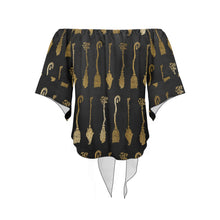 Load image into Gallery viewer, Broom Off Shoulder Knot Front Blouse (Model T71)