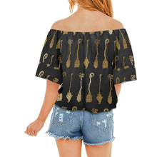 Load image into Gallery viewer, Broom Off Shoulder Knot Front Blouse (Model T71)