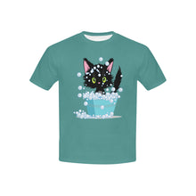 Load image into Gallery viewer, BLACK CAT ( Kids ) Kids' Mesh Cloth T-Shirt with Solid Color Neck (Model T40)