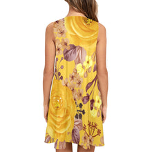 Load image into Gallery viewer, Yellow Floral Sleeveless A-Line Pocket Dress (Model D57)