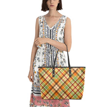 Load image into Gallery viewer, Autumn Plaids Chic Leather Tote Bag (Model 1709)